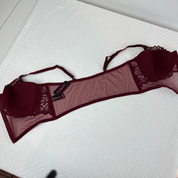 Brand New La Senza Women's Large Burgendy Merlot Purple Laced Corset Top Bra - Picture 8 of 16
